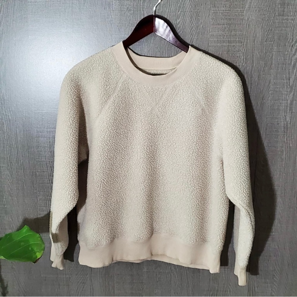 Everlane The ReNew Fleece Ragland Sweatshirt XL Sandstone - Picture 6 of 11